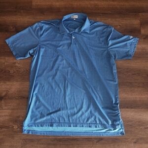 Peter Millar Summer Comfort Golf Polo Large Blue Check Short Sleeve